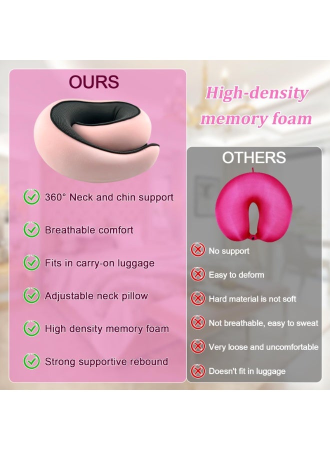 OSHIMA Travel Pillows for Airplanes, 2026 New Travel Pillow Ergonomic Neck Cushion, Airplane Memory Foam Travel Pillow with Ear Plugs Eye Mask Carry Bag for Airplanes Offices and Cars - Image 3
